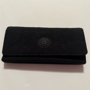 Kipling Black Fold Wallet with Logo Patch